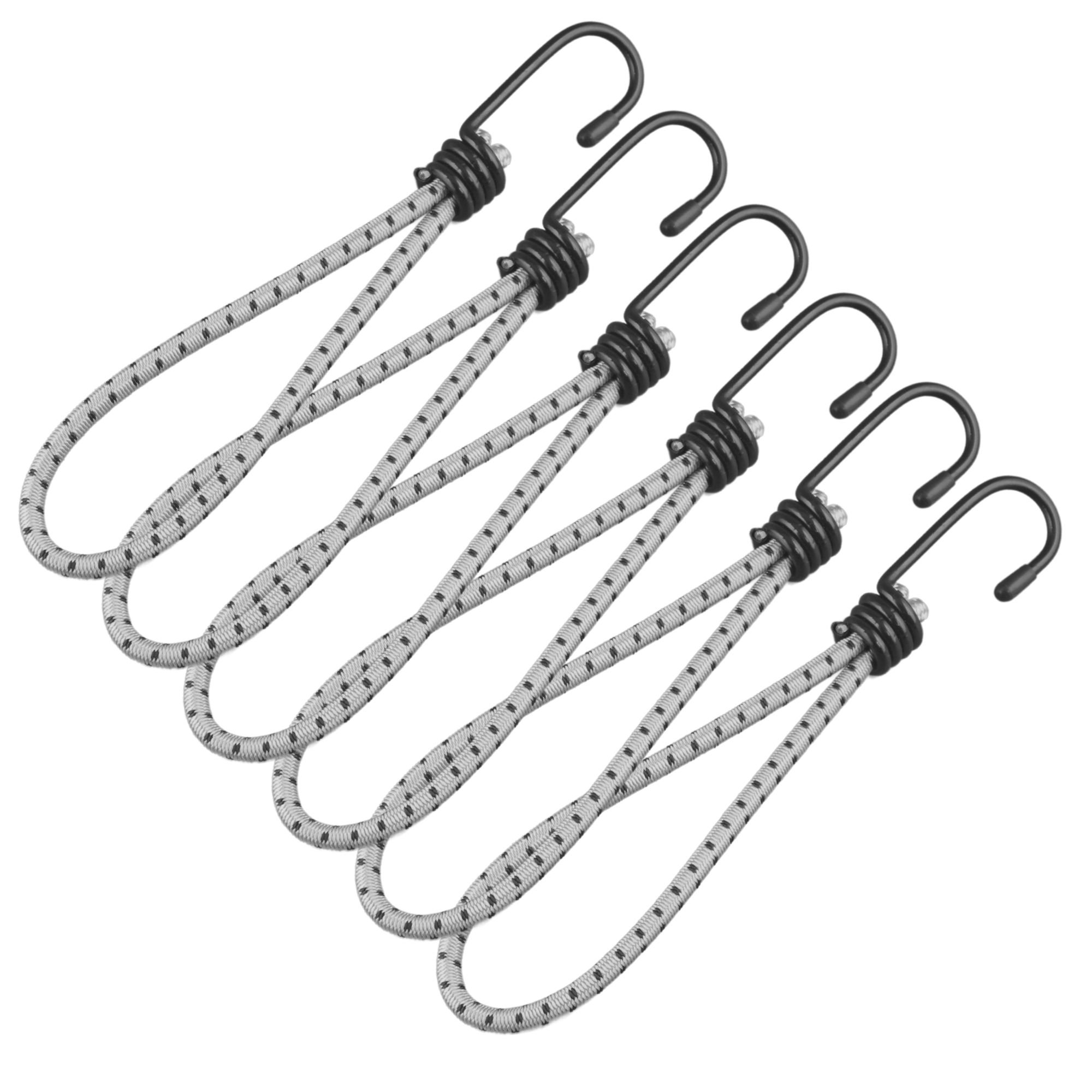 สายรัดยางยืดแบบห่วง ECSAI ตะขอเหล็ก ขนาด 6 มม. ยาว 25 ซม. สีเทา-ดำ (แพ็ค 6 ชิ้น)_0